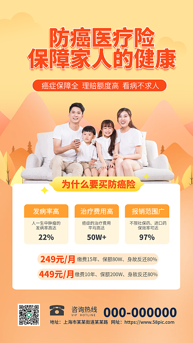 防癌医疗险产品宣传手机海报