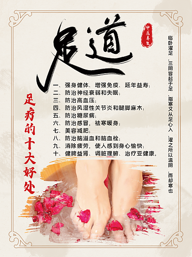 中医养生足疗养生中国风足疗的好处养生海报