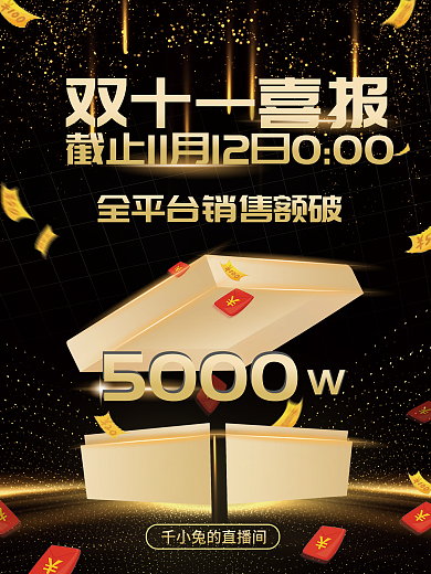 黑金双十一喜报战报海报