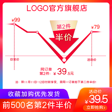 直播间七夕情人节红色美妆护肤价格曲线主图