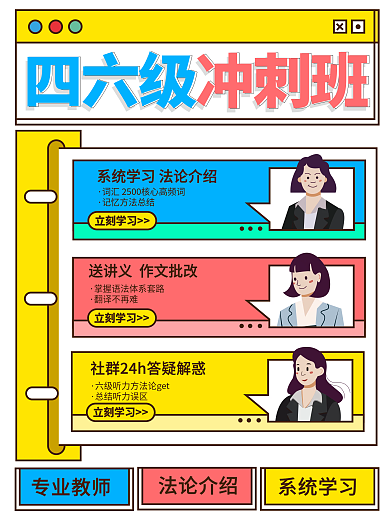 大学四六级促销招生教育培训海报