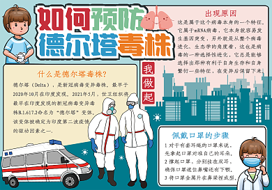 德尔塔毒株预防新冠防疫安全手抄报