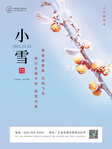 小雪大雪二十四节气宣传海报