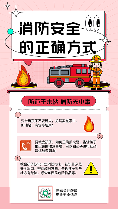 消防安全科普手机海报