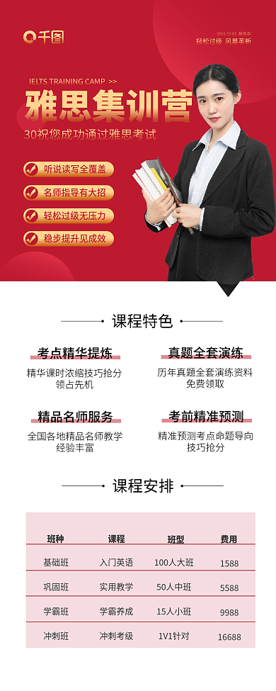 雅思培训教育宣传手机长图海报