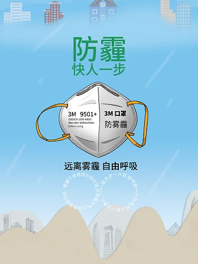 3M防雾霾口罩海报