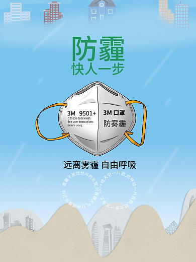 3M防雾霾口罩海报