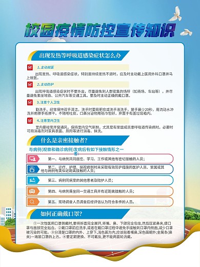 校园疫情防疫抗疫科普知识宣传系列海报