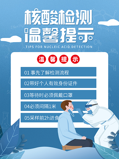 疫情防疫核酸检测注意事项温馨提示海报
