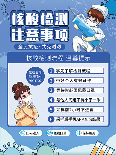 疫情防疫核酸检测注意事项温馨提示海报