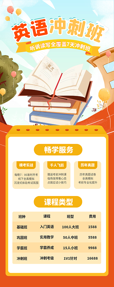 英语语言教育招生长图海报