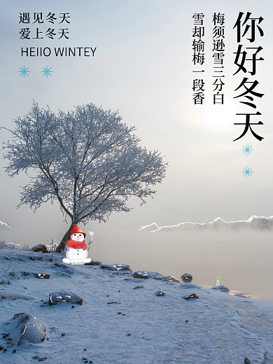 你好冬天摄影图合成海报