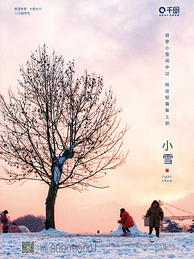 简约风小雪节气摄影图海报
