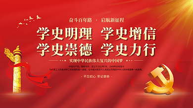 党建风建党百年党史中国梦不忘初心党政展板