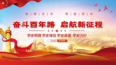 党建风建党百年党史中国梦不忘初心党政展板