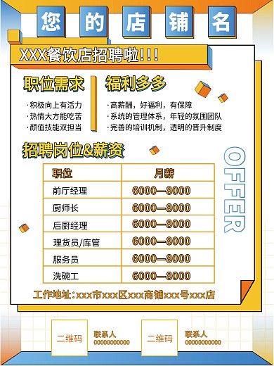 餐饮店招聘海潮流餐饮火锅店招聘海报