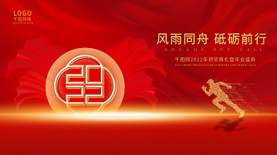 2022年红色大气公司企业年会主视觉展板