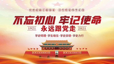 党建风建党百年党史中国梦不忘初心党政展板