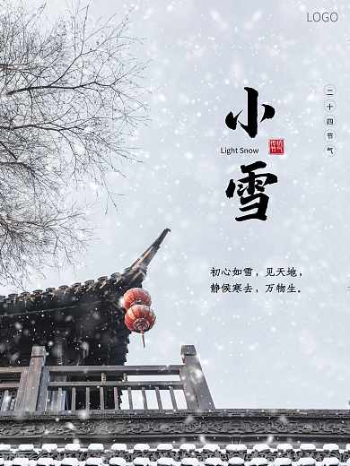 中国风简约二十四节气小雪节气宣传海报