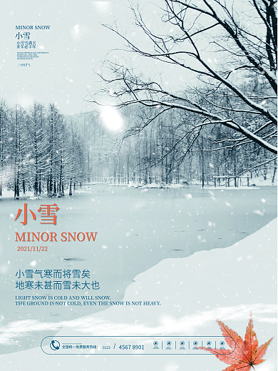 二十四节气之小雪节气节日海报