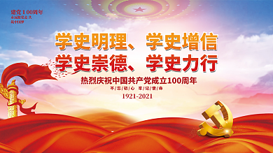 党史学习教育建党100周年党建海报展板