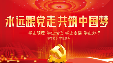 党建风建党百年党史中国梦不忘初心党政展板