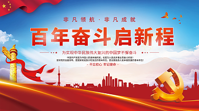 党建风建党百年党史中国梦不忘初心党政展板