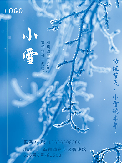简约小雪二十四节气传统节日海报