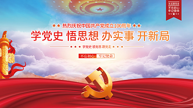 党史学习教育建党100周年党建海报展板