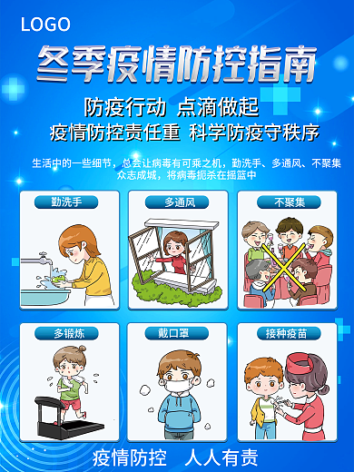 冬季疫情防疫指南宣传海报