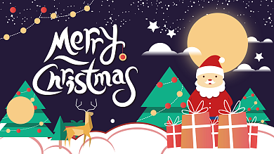 扁平圣诞节节日展板