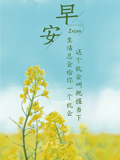 简约风景花海早安海报