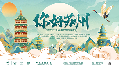 国潮苏州城市旅游宣传展板