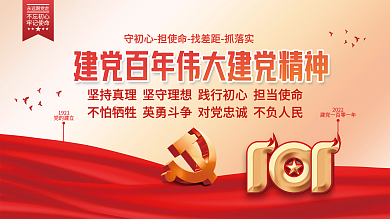 建党101周年伟大建党精神党建海报展板