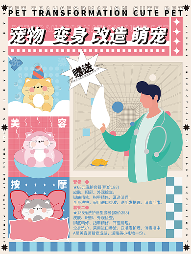 宠物美容洗澡造型促销