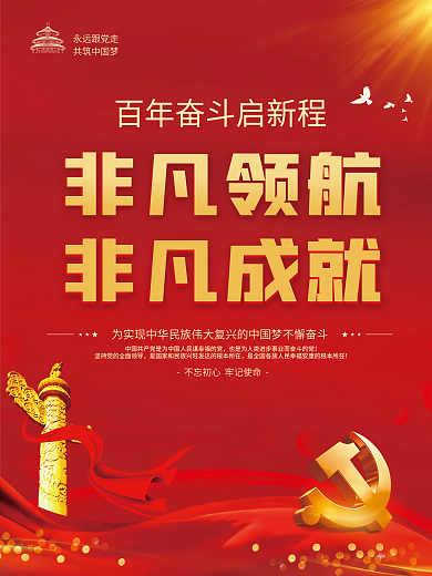 党建风建党百年党史中国梦不忘初心党政海报