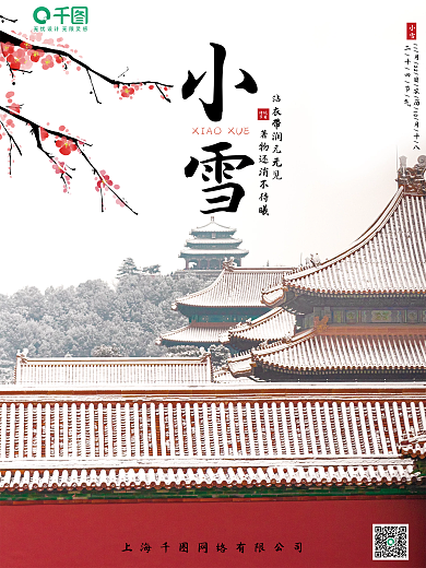 二十四节气冬季简约摄影图小雪海报