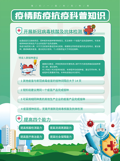 绿色新冠疫情防疫抗疫科普知识宣传系列海报