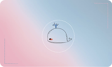 小清新红蓝渐变可爱小鲸鱼大气简约工作名片