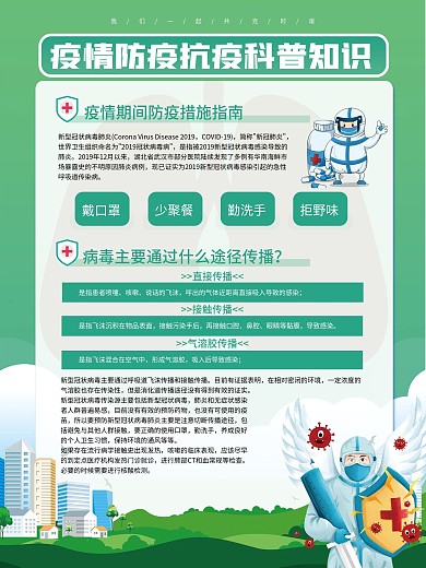 绿色新冠疫情防疫抗疫科普知识宣传系列海报