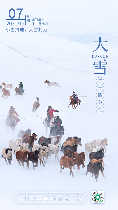 小清新风景摄影日签24节气大雪手机海报