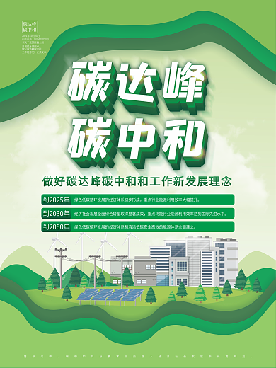 简约做好碳达峰碳中和工作新发展理念海报