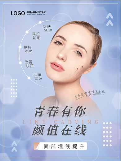 面部年轻化抗衰老埋线提升线雕医美宣传海报