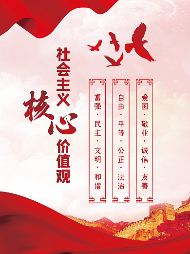 红色大气社会主义核心价值观党建海报