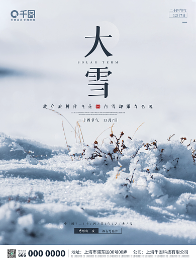 简约创意大雪冬天二十四24节气海报