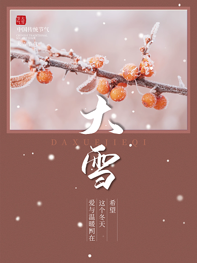 简约大雪冬天冬至24节气宣传海报