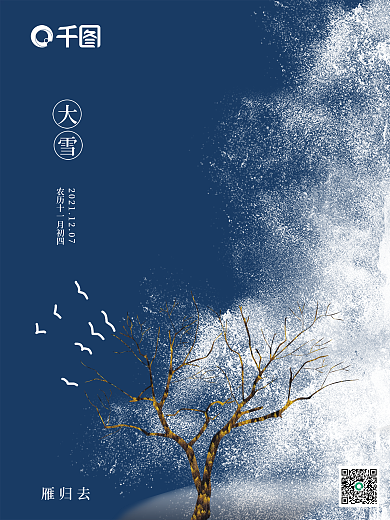 大雪节气冬天雁归去雪