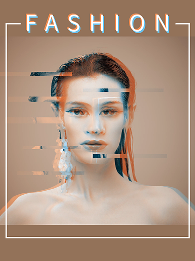 故障风格广告传媒时尚大气复古摩登模特图