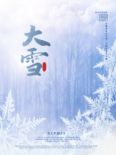 简约留白大雪节日海报