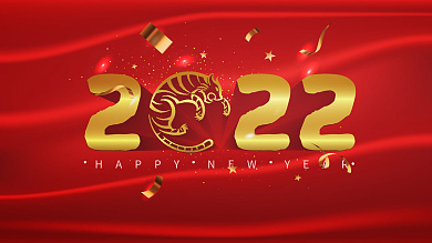 红色2022简约大气企业年终晚宴宴会展板